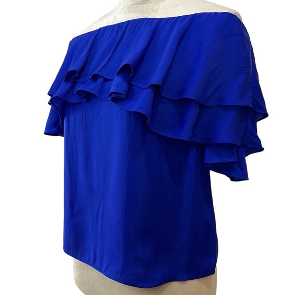 Lilly Pulitzer Haylee Ruffle Off The Shoulder Blouse Royal Purple NEW Size XXS - Picture 5 of 10